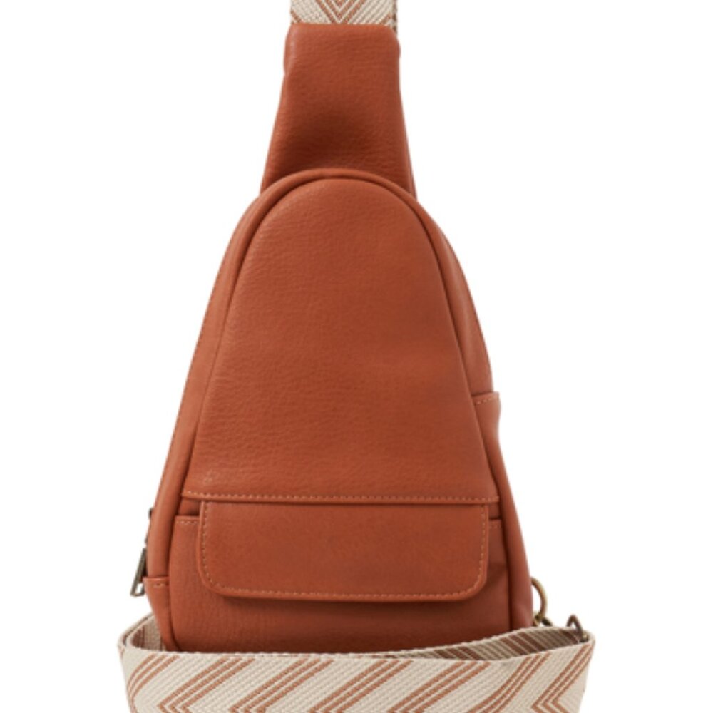Tan crossbody sling bag Antrhopologie NWOT VEGAN urban